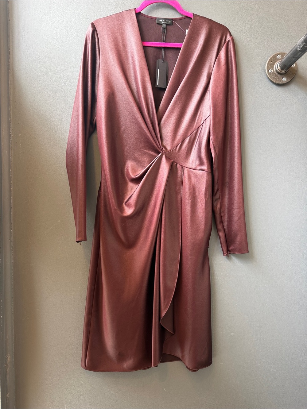 rag & bone Burgundy McKenzie Twist-Front Dress